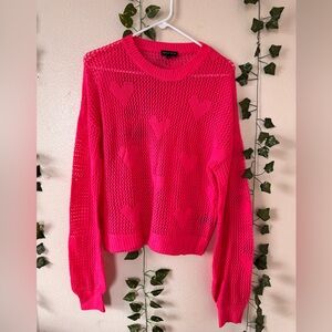 Hot Pink Knit Sweater w/ hearts